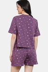 Zivame Starry Dreams Knit Cotton Shorts Set - Berry Conserve — thumbnail 4